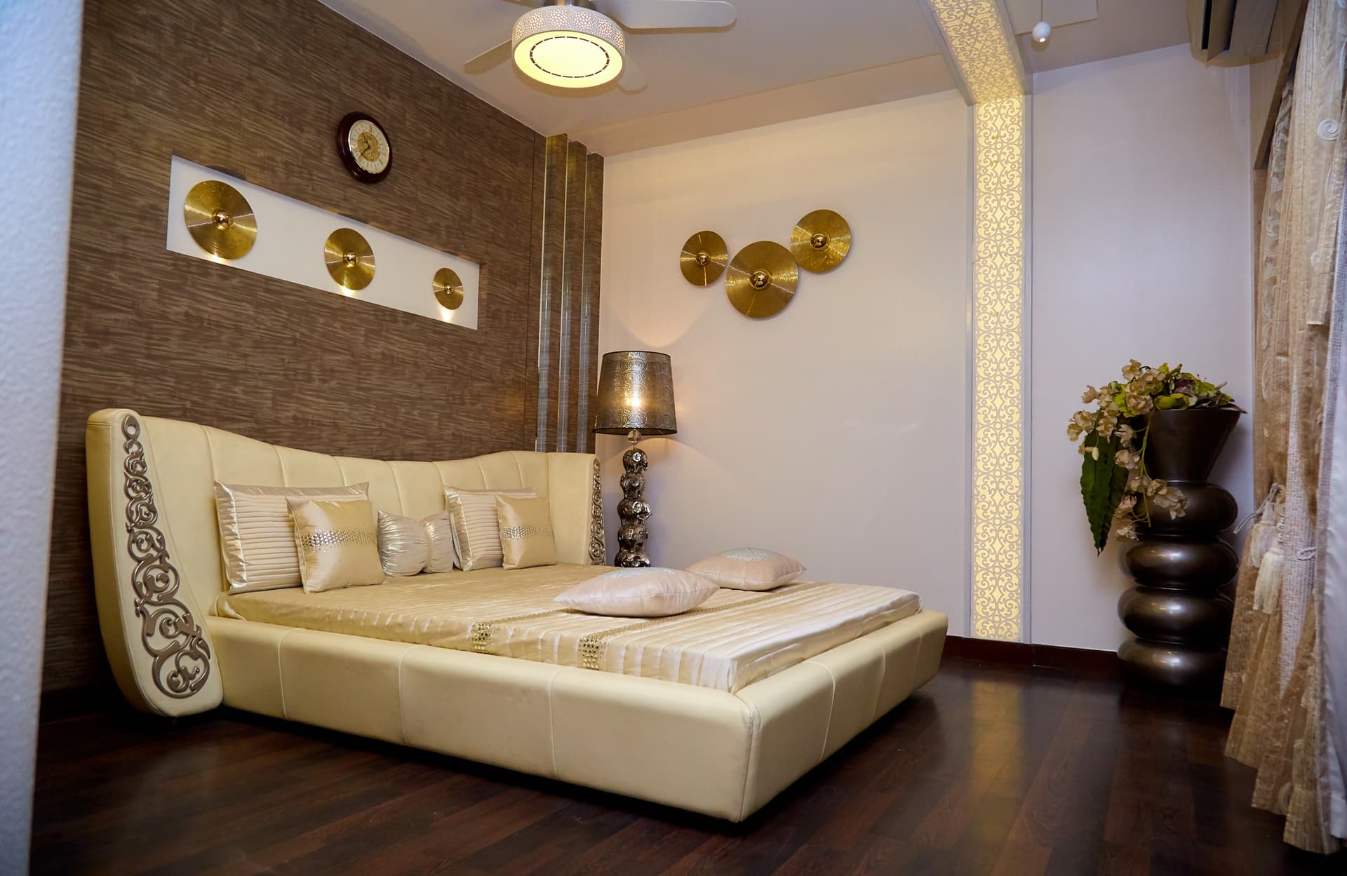 Premium master bedroom with modern interiors in Sai World City
